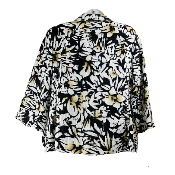 Alfred Dunner Women’s Size 12 Black White Floral Pattern Lined Open Front Jacket - Picture 5 of 11